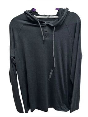 BKE men’s activewear shirt long sleeve with hood gray size large